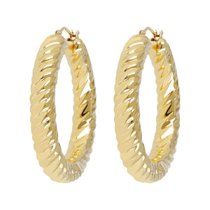 SOAVE ORO 1-1/2â DIAMOND CUT ROUND HOOP EARRINGS - WSRE00088 front and side