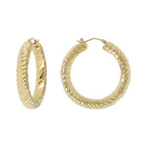 SOAVE ORO 1-1/2â DIAMOND CUT ROUND HOOP EARRINGS - WSRE00088