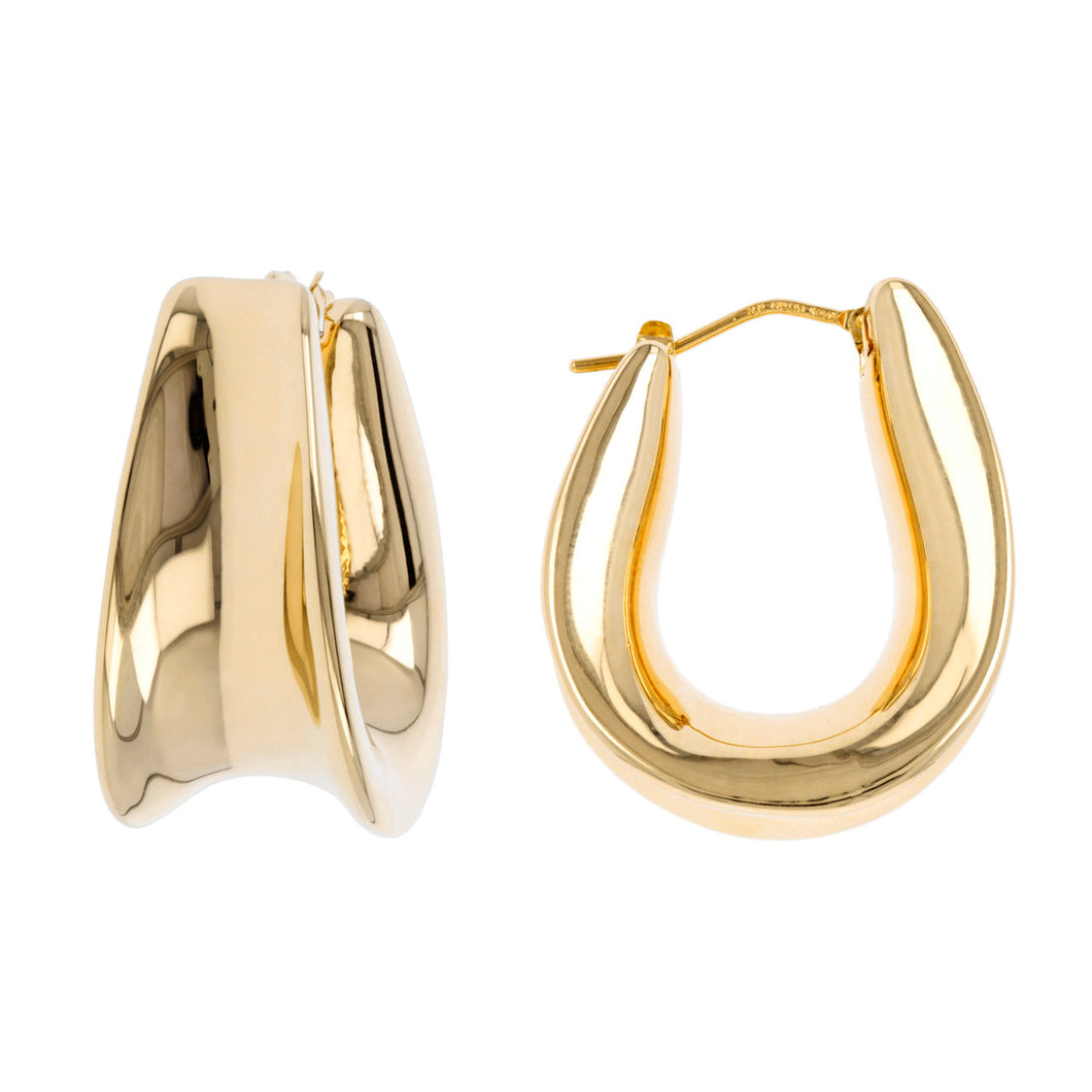 ALLONGE CONCAVE HOOP EARRINGS - WSRE00016 front and side