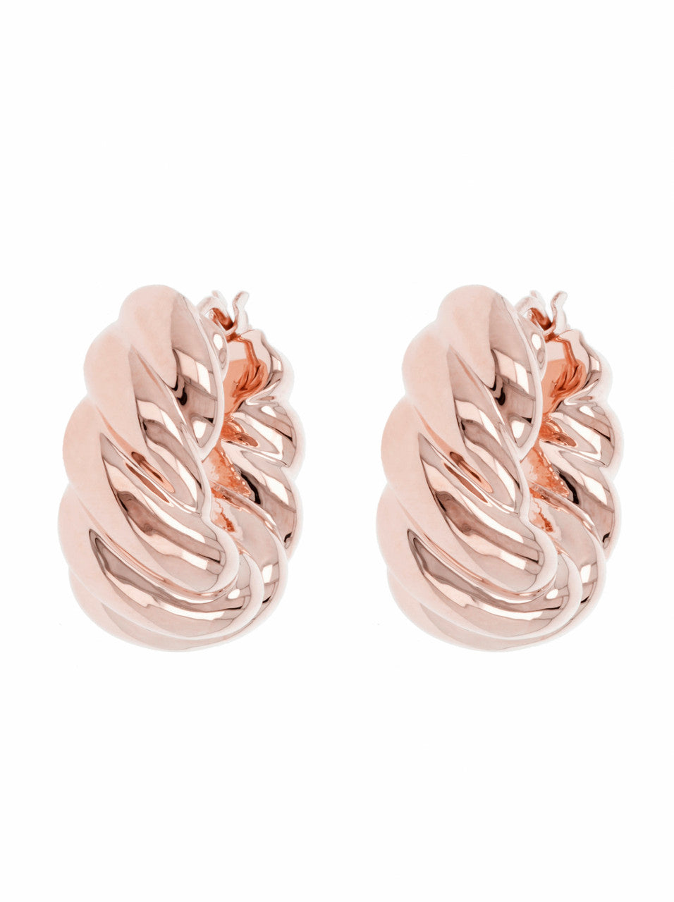 BRAID TWIST HUG HOOP EARRINGS - WSRE00017 front and side