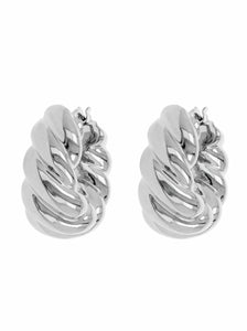 BRAID TWIST HUG HOOP EARRINGS - WSRE00017 front and side