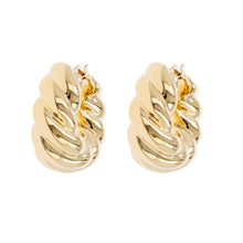BRAID TWIST HUG HOOP EARRINGS - WSRE00017 front and side