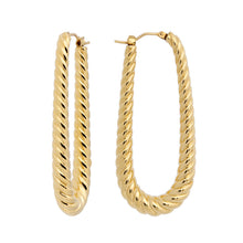 ELONGATED MINI ROPE HOOP EARRINGS - WSRE00026 front and side