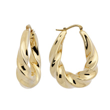 SCULPTURAL TWIST OVAL HOOP EARRINGS - WSRE00021 front and side