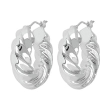 SCULPTURAL TWISTED HOOP EARRINGS - WSRE00086 front and side