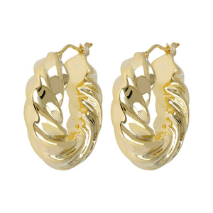 SCULPTURAL TWISTED HOOP EARRINGS - WSRE00086 front and side