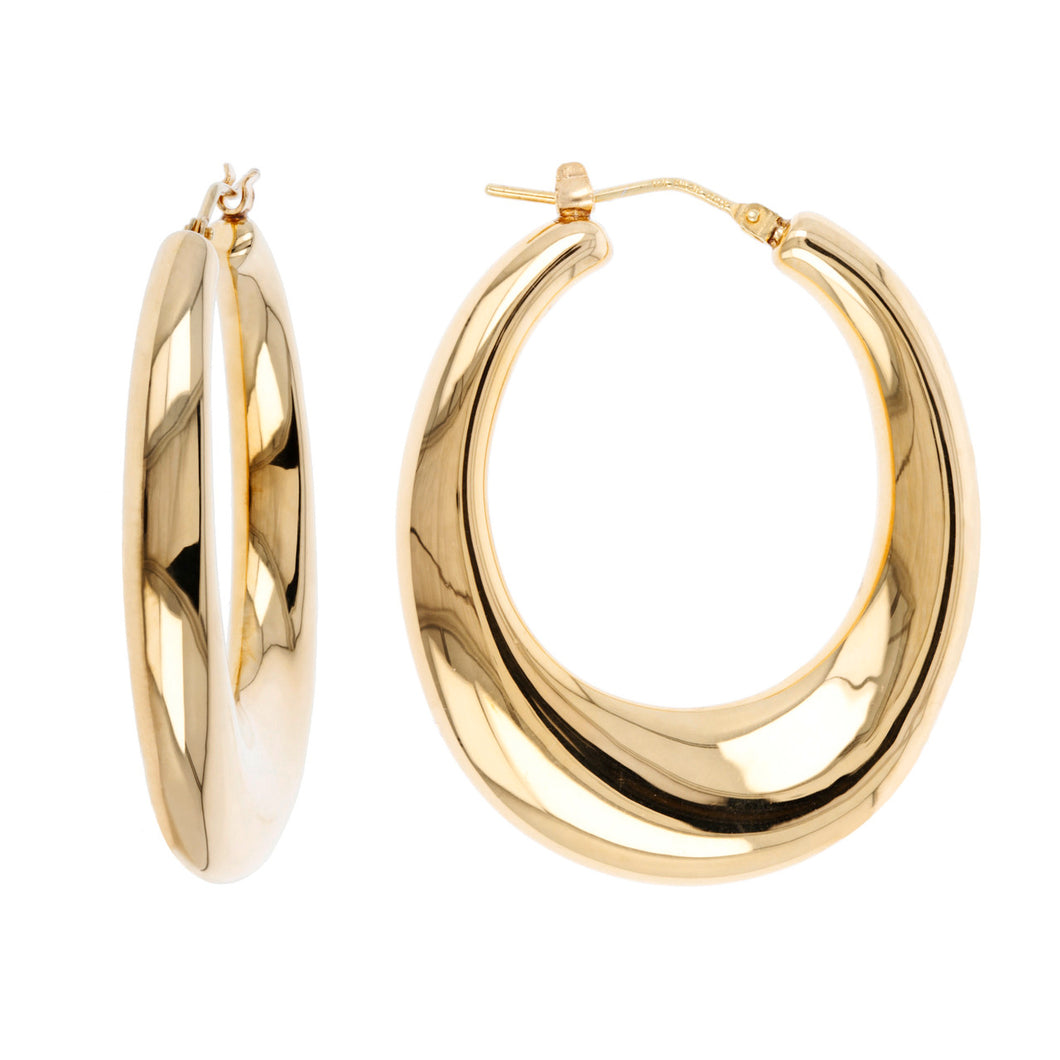SLENDER BOMBE' OVAL HOOP EARRINGS - WSRE00015 front and side
