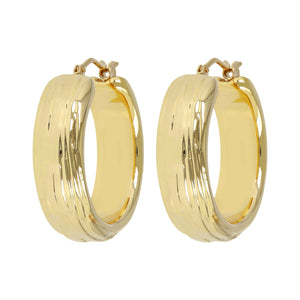 TEXTURED LINED HOOP EARRINGS - WSRE00095 front and side