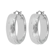 TEXTURED LINED HOOP EARRINGS - WSRE00095 front and side