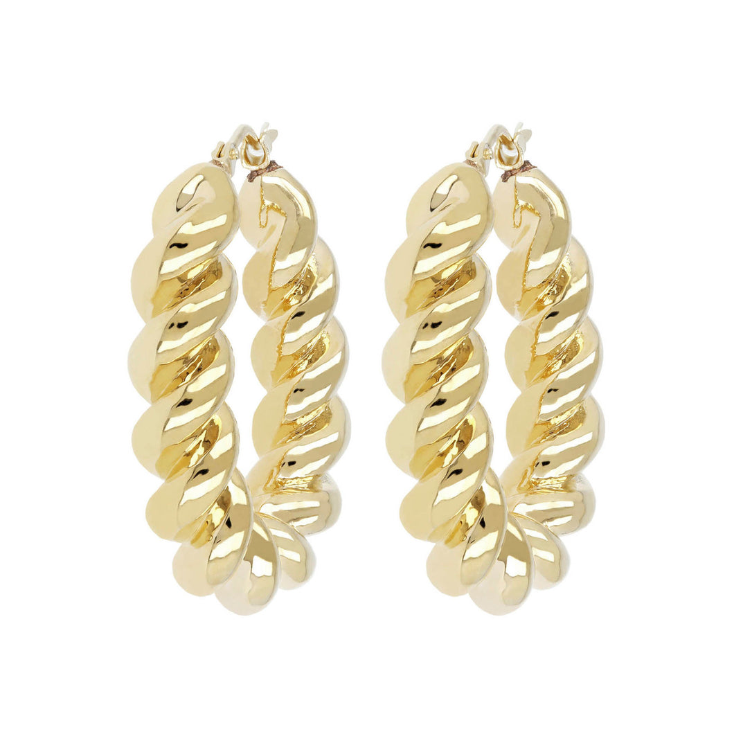 TWISTED OVAL HOOP EARRINGS - WSRE00069 front and side