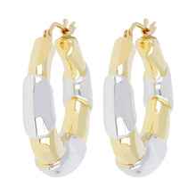 TWO TONE BAMBU HOOP EARRING - WSRE00092 front and side